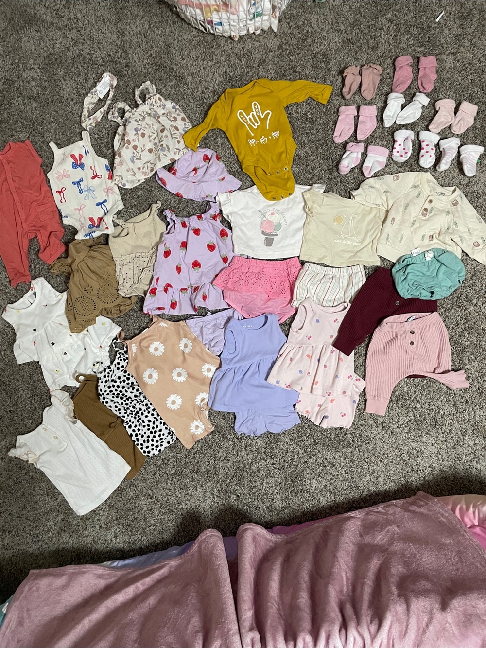 Kids Mixed Clothing Bundle - Pink, Purple, Yellow, White, Brown